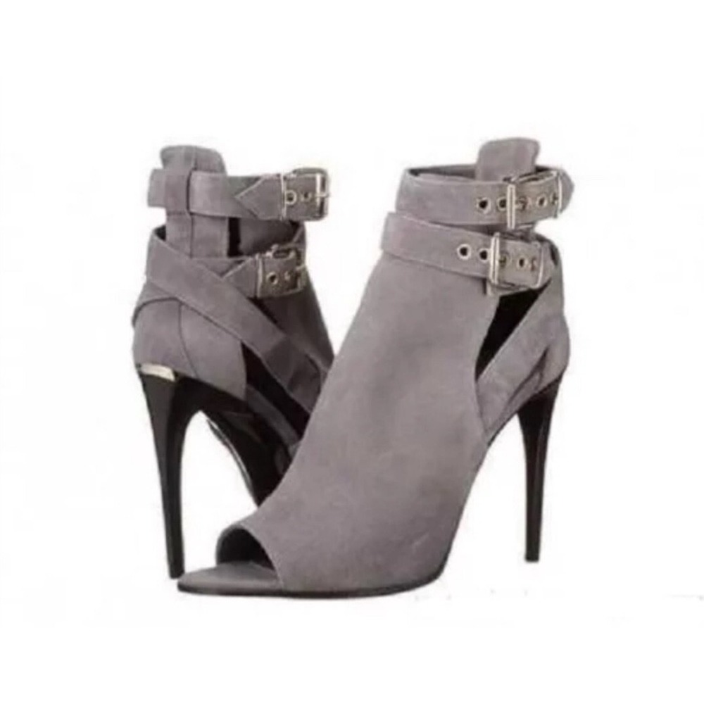 NEW‎ Burberry Open Toe Strappy Gray Heeled Booties US 7.5 / EU 37.5   $995 - Picture 2 of 13